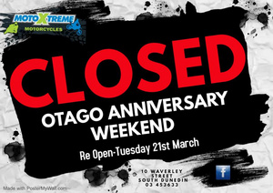 Closed -Otago Anniversary Weekend